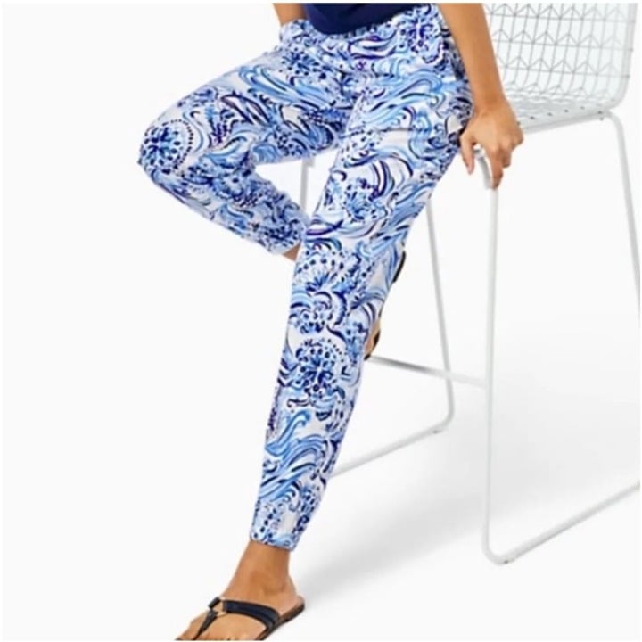 Lilly Pulitzer Kelly Skinny Ankle Stretch Pants Size 4 Royal Purple 60 Animals