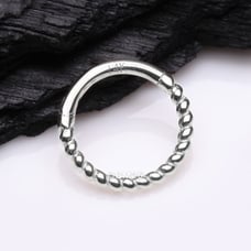 14 Karat White Gold Classic Rope Clicker Hoop Ring - 8mm