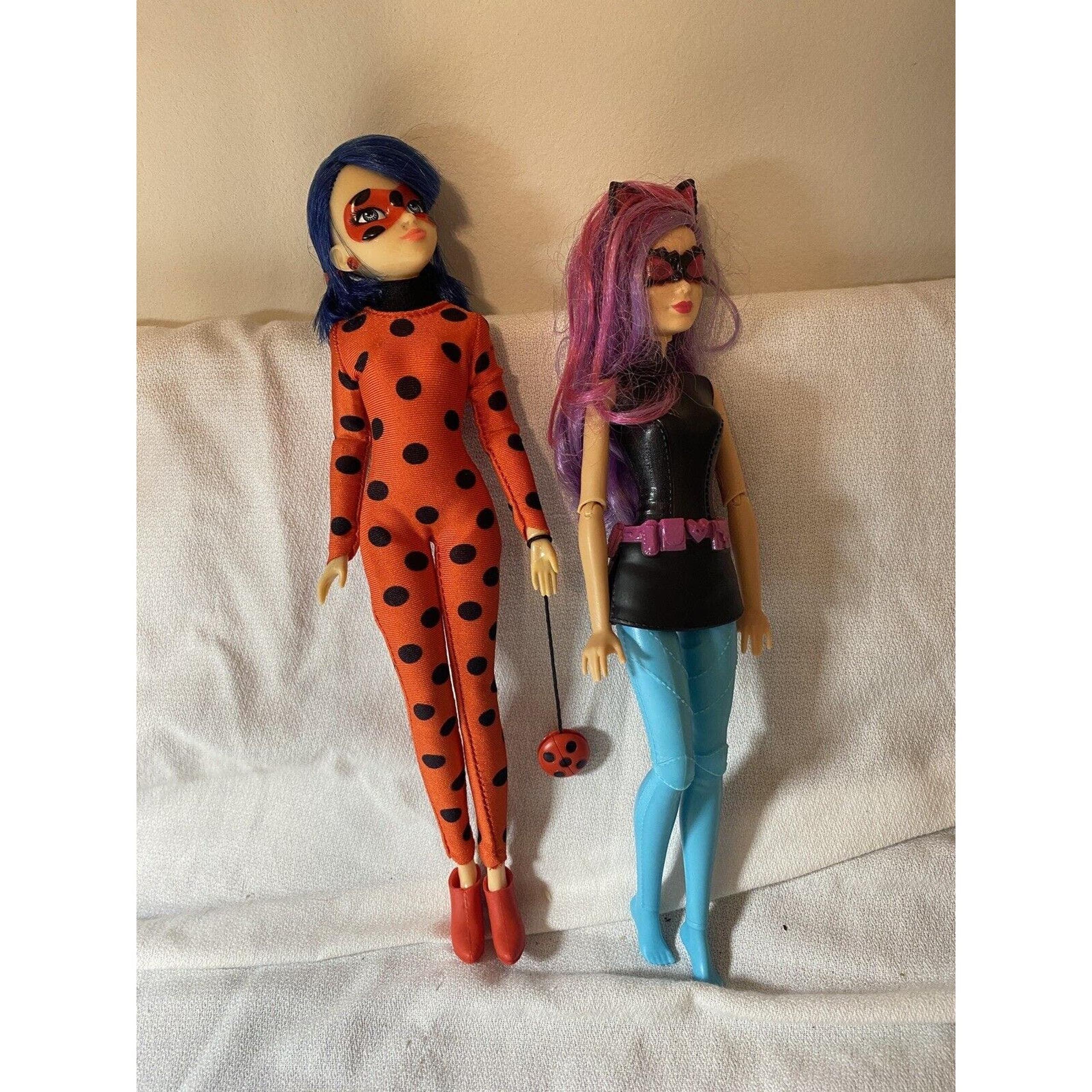 Lot 2 Fashion Dolls Ladybug BANDAI Miraculous and Mattel Cat Woman Supper Hero