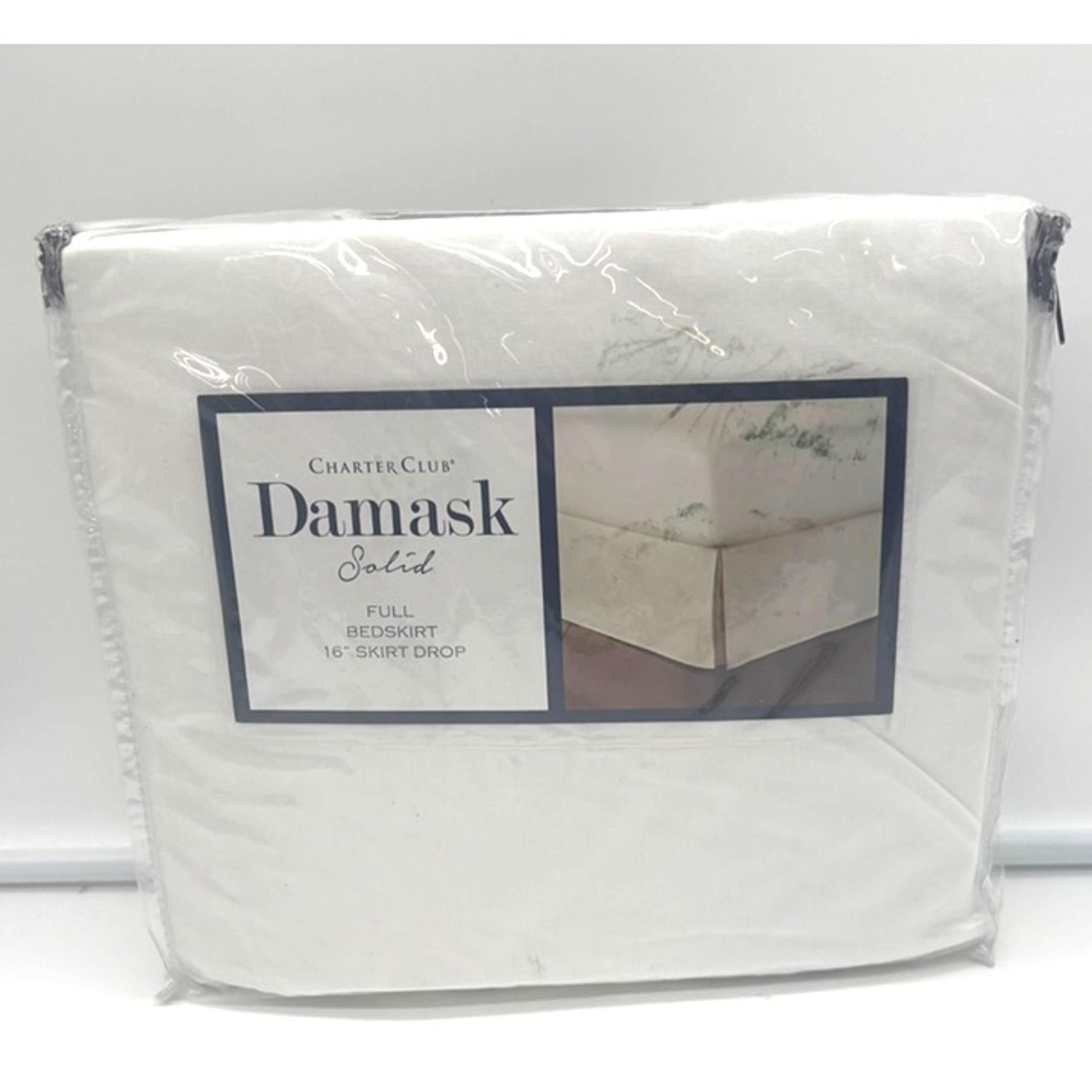 DAMASK 100% Supima Cotton 550 Thread Count Bedskirt, Full, wHITE - Charter Club