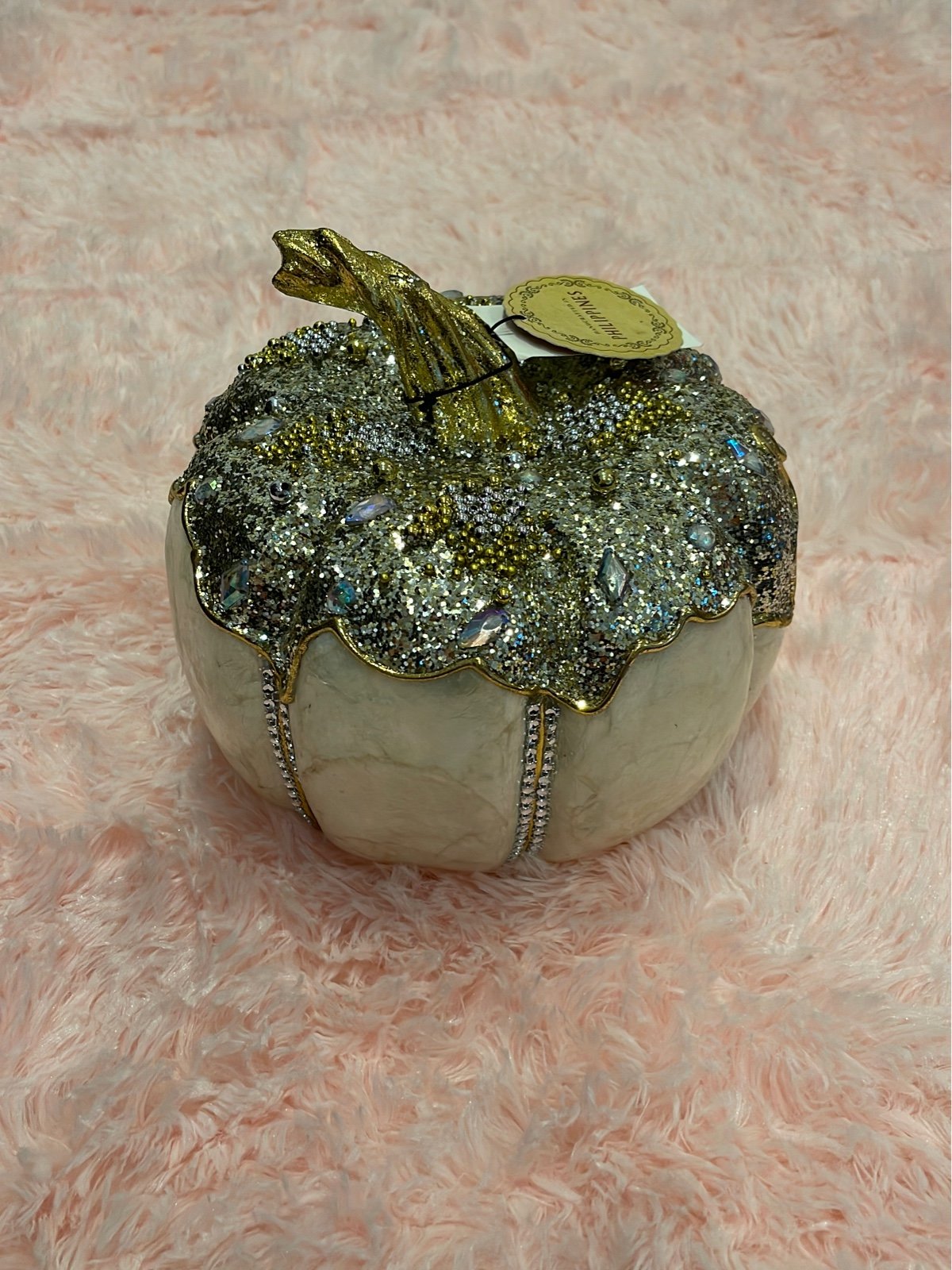 Gold Beaded Pumpkin TableTop Decor