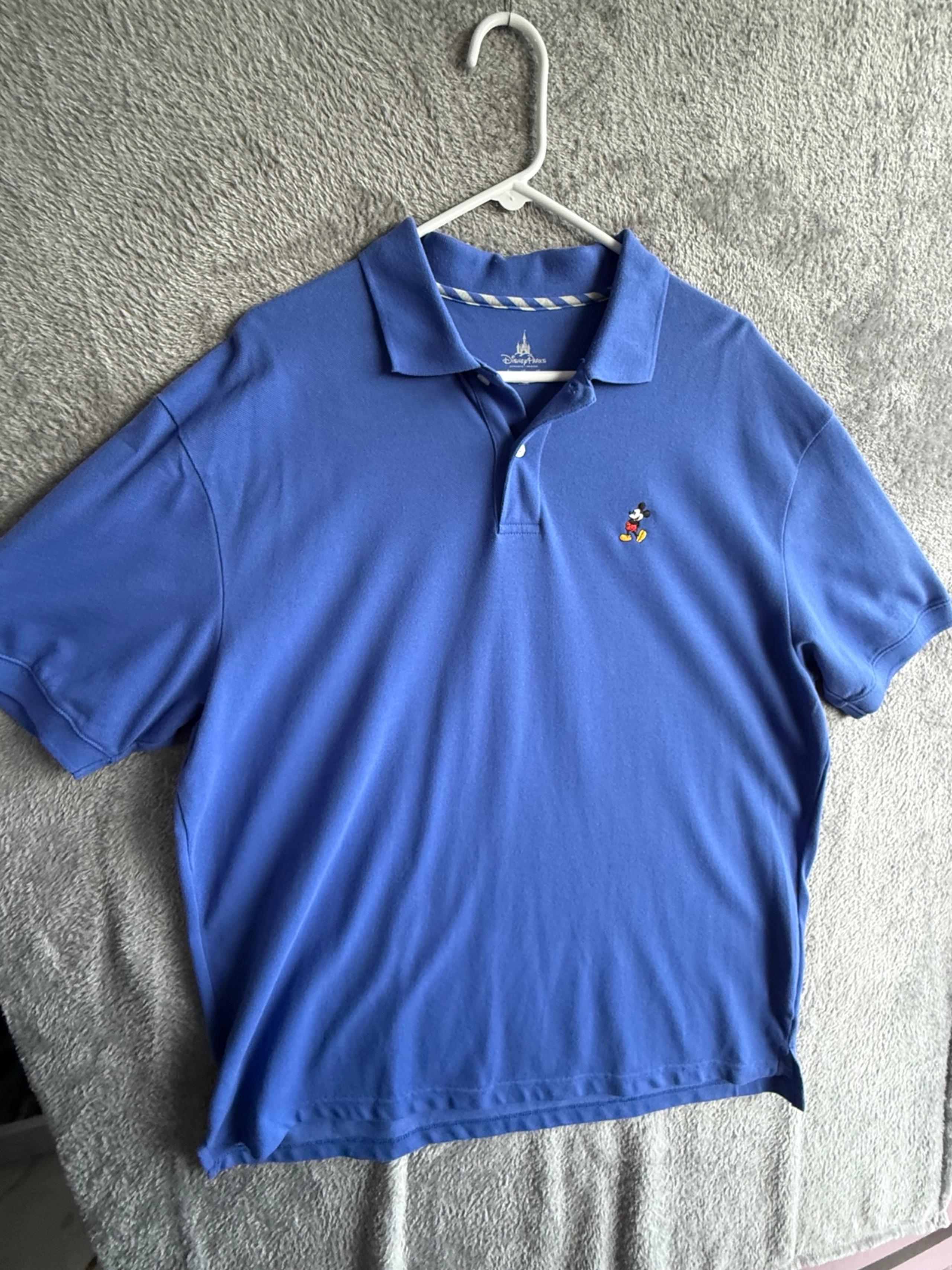Mickey Mouse Men's Polo Shirt Disney Parks Blue Golf Short Sleeve Size 2XL