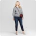 Heather Gray A New Day Puff-Sleeve Crew Neck Knit Pullover Sweater (NWT)