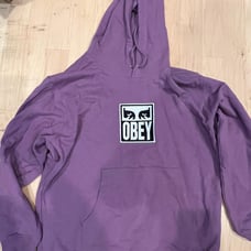Obey Men's White and Purple Hoodie