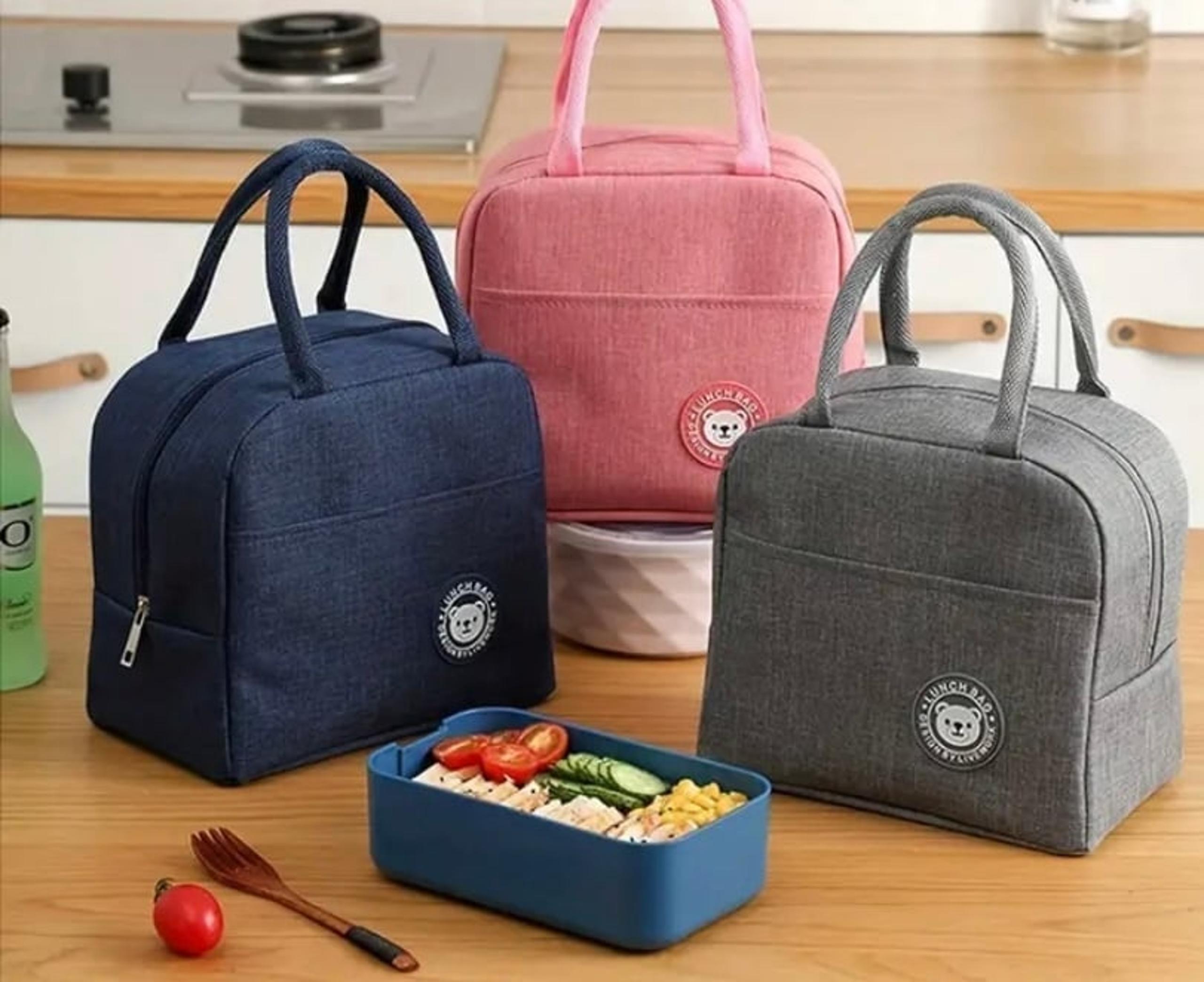 Black Chic Minimalist Oxford Fabric Lunch Bag