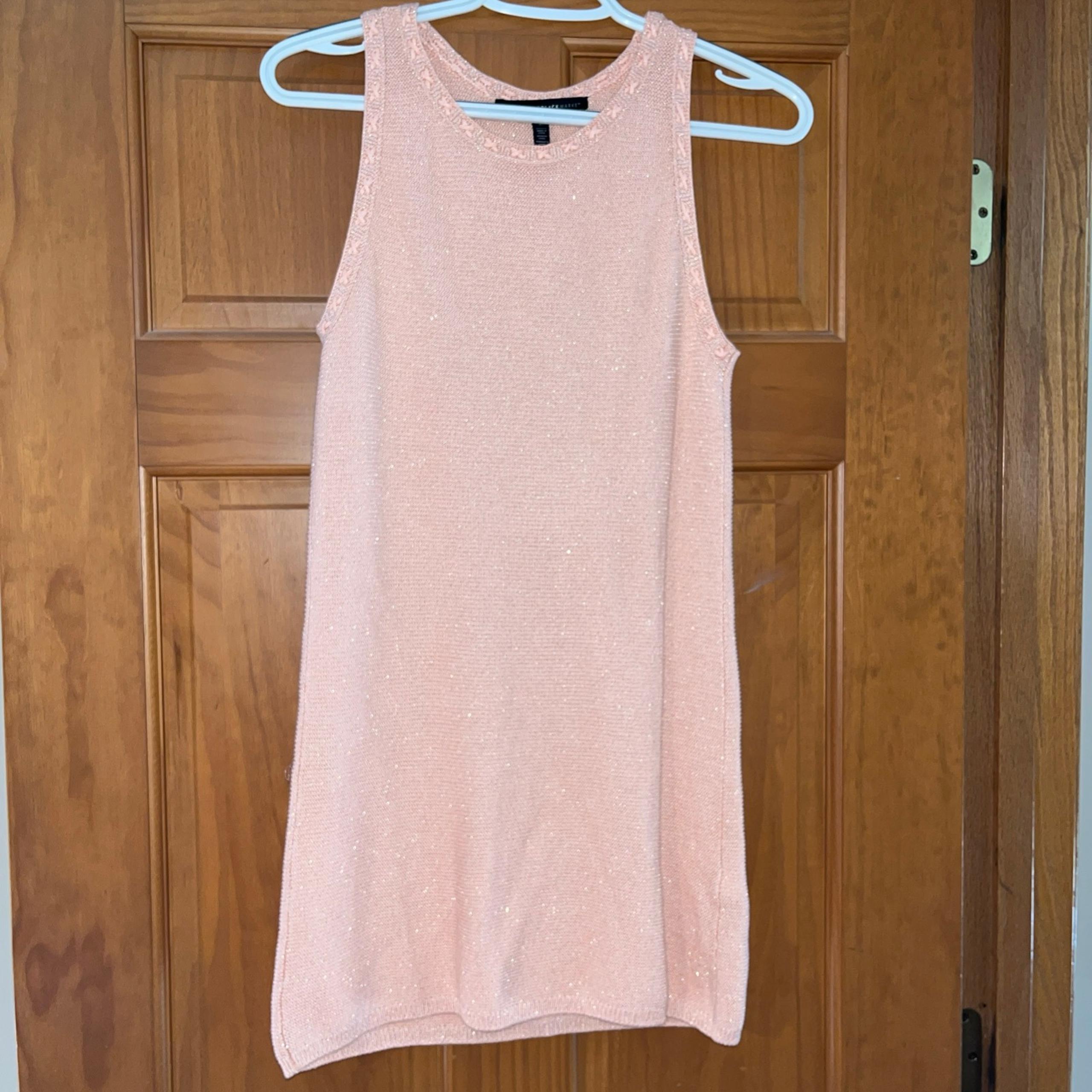 White House Black Market Blush Pink Sparkle Sleeveless Knit Tunic Mini Dress XS