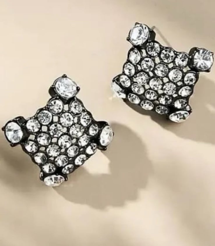Anthropologie Crystal Square Post Earrings