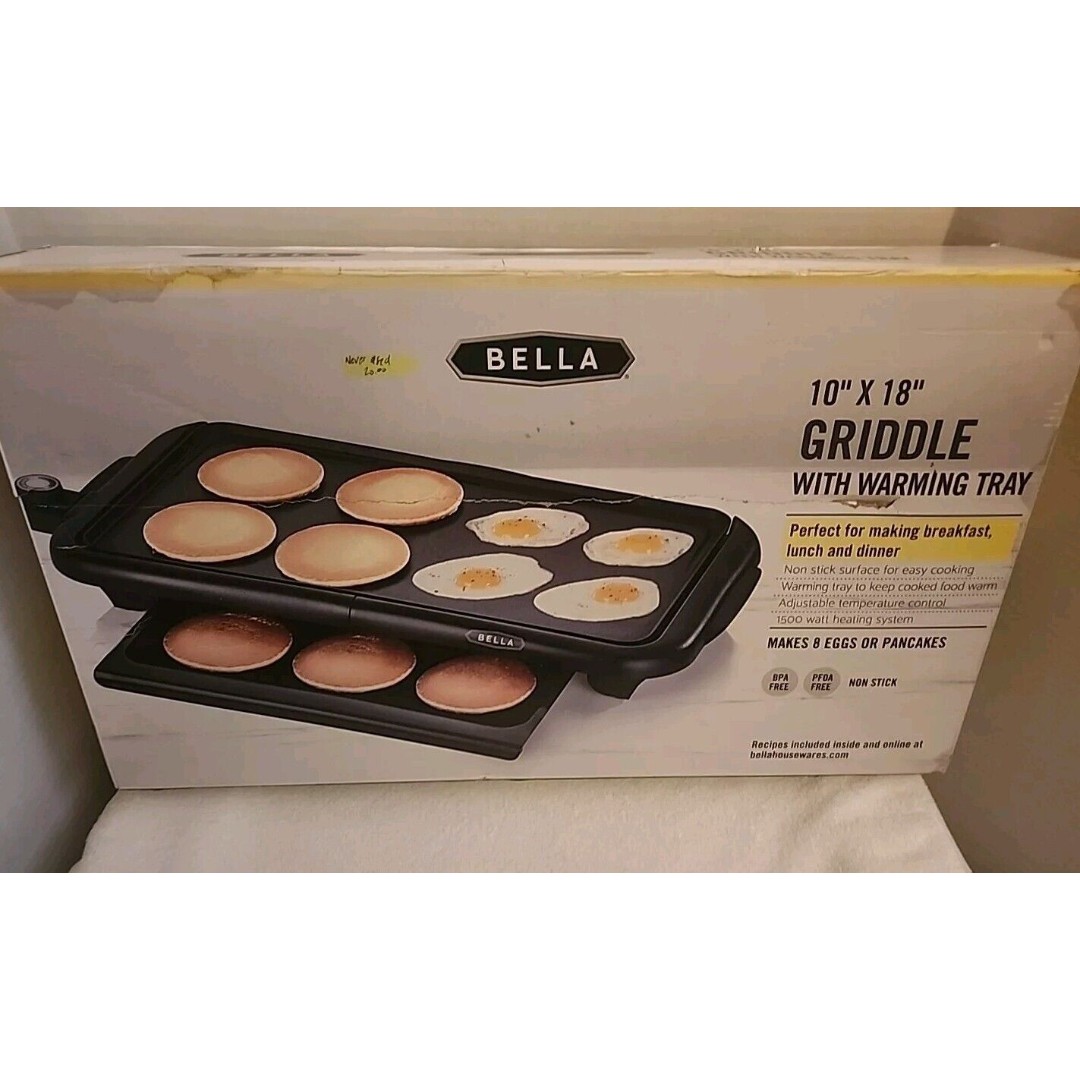 Bella Electric Non Stick Griddle Large 10 X 18 Cooking Grill Warming Tray