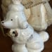 Vintage Arnart Creation Woman Parasol Spaghetti Lace White Poodle Figure Kitschy