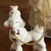 Vintage Arnart Creation Woman Parasol Spaghetti Lace White Poodle Figure Kitschy