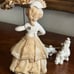 Vintage Arnart Creation Woman Parasol Spaghetti Lace White Poodle Figure Kitschy