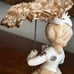 Vintage Arnart Creation Woman Parasol Spaghetti Lace White Poodle Figure Kitschy