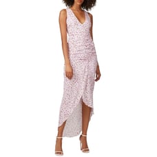 Nicholas Purple Floral Drape Front Sheath Silk Dress Size 10