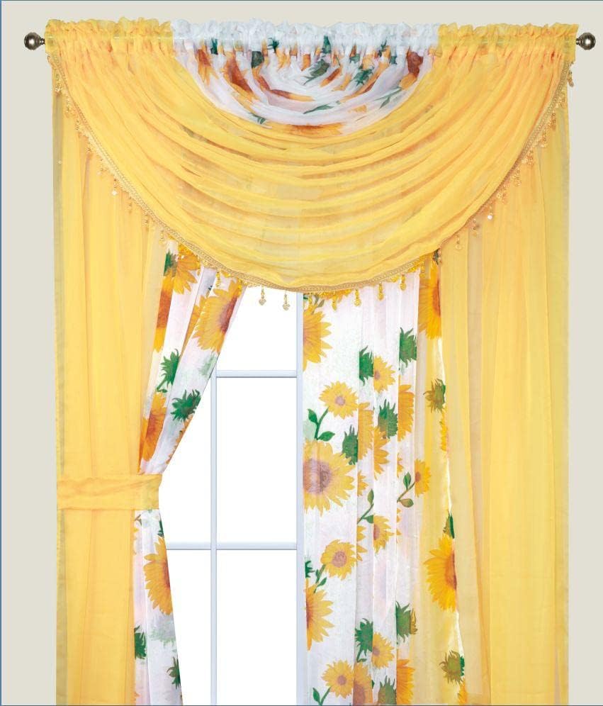 Curtain Set Brand new with attached beaded valence 4 Panel Set 84 Long