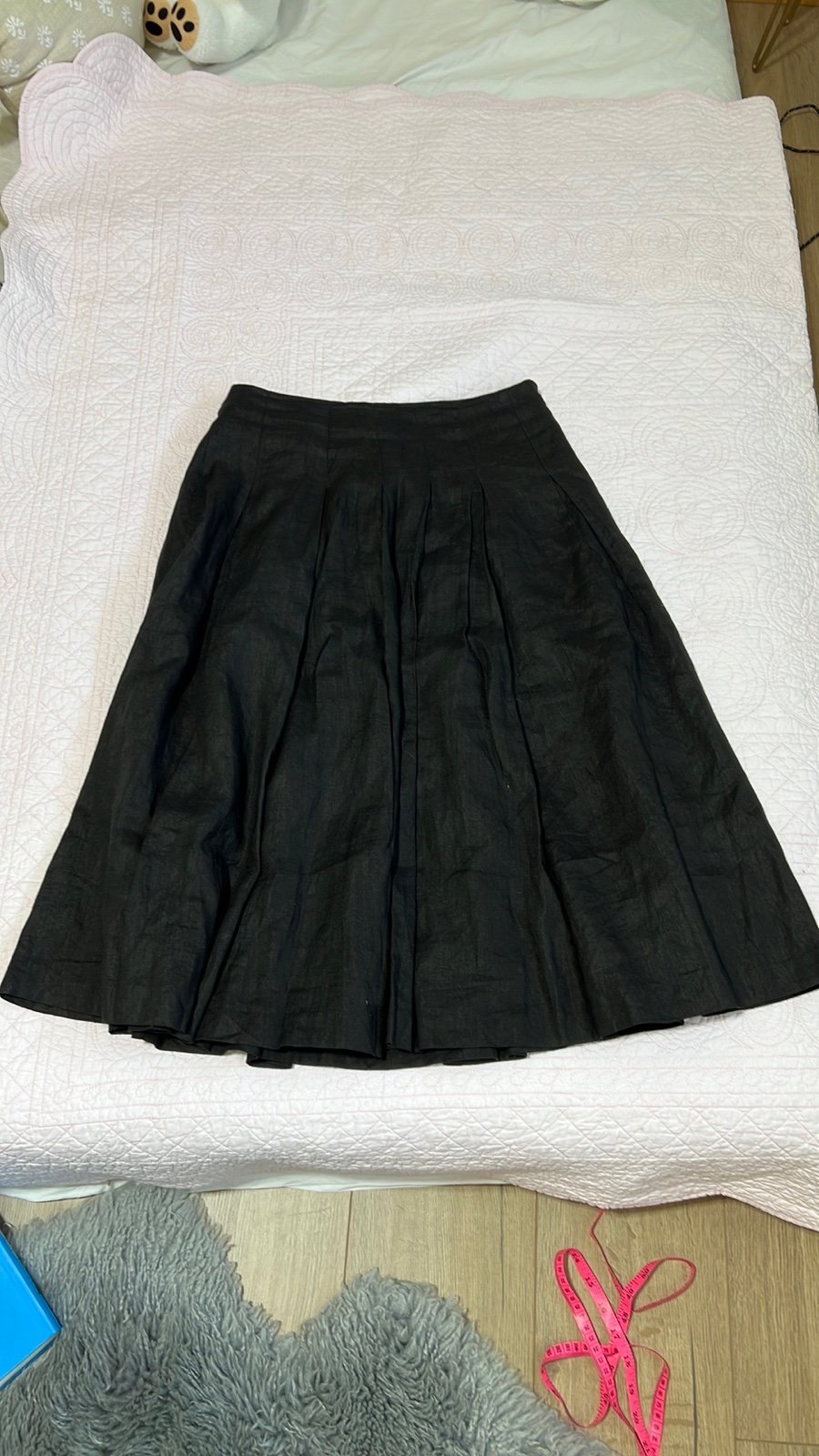 Richard Malcolm Full Black Linen Skirt