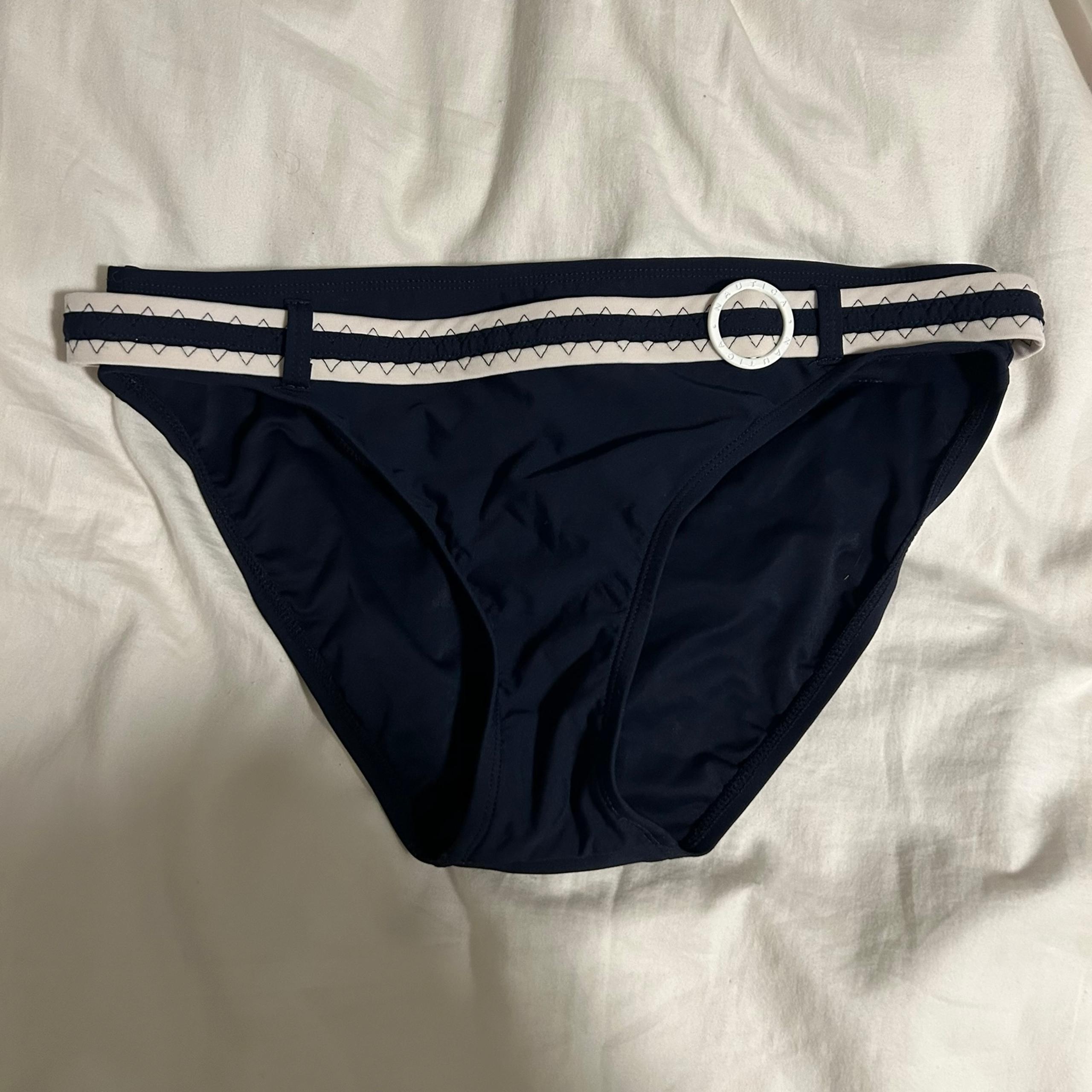 Nautica Navy Bikini Bottoms – Size 6, Belted Waist Detail