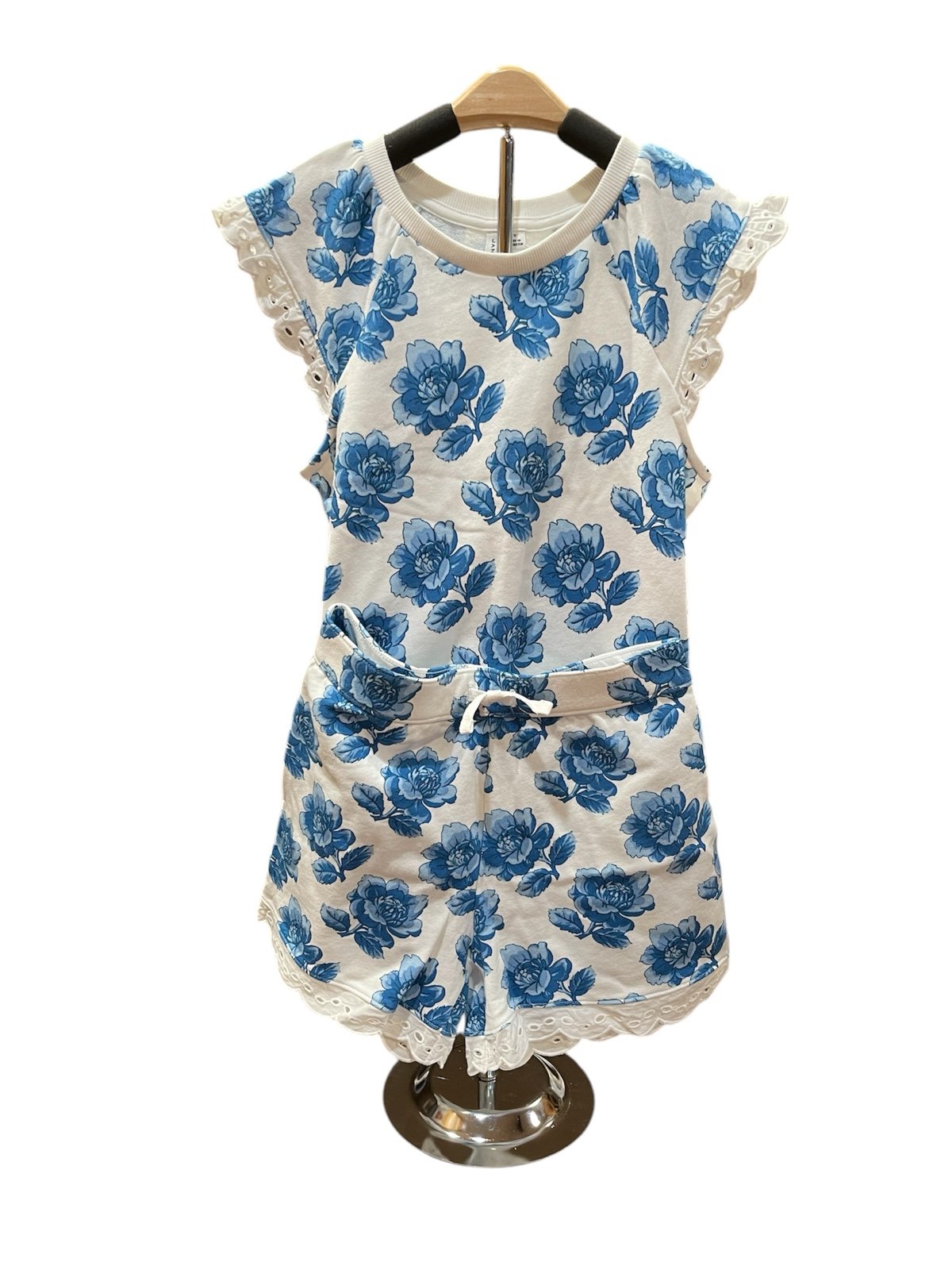 Janie and Jack Floral Blue and White Shirt and Shorts (NWT)