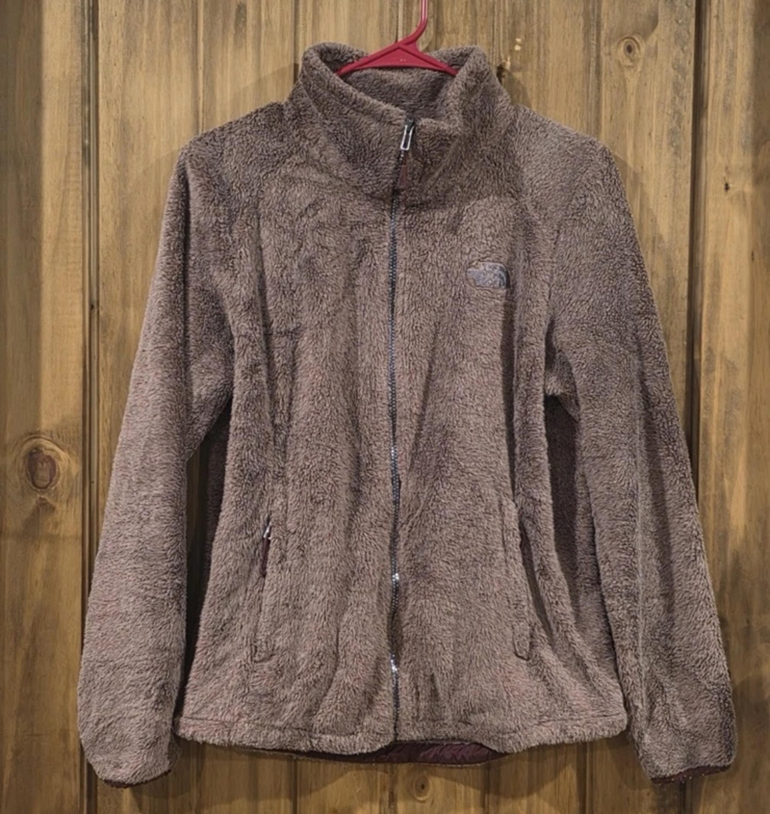 The North Face Women's Long Pile Fleece Zip Front Burgundy Small