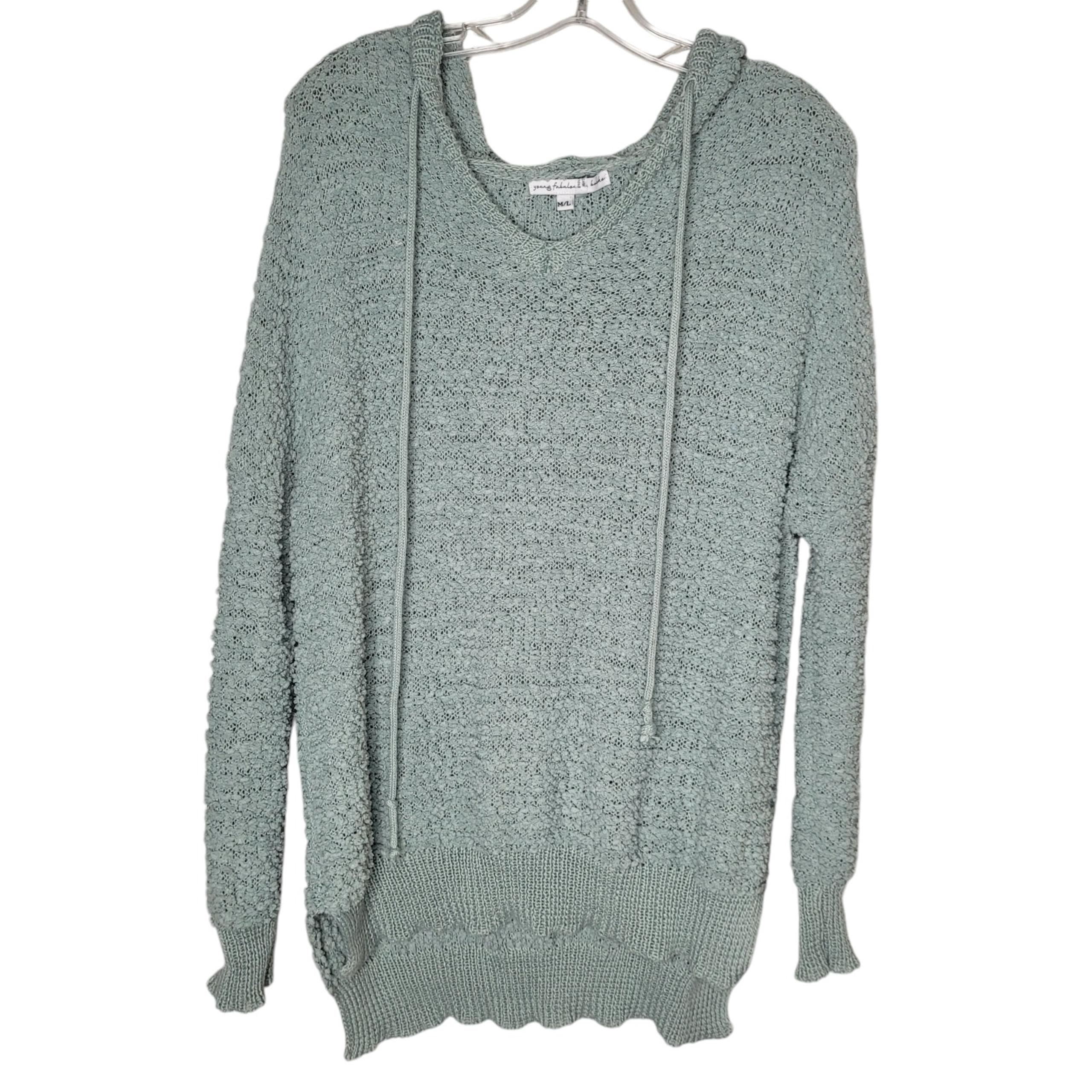 Young Fabulous & Broke Womens Size M/L Sweater Hoodie Drawstring Pullover Green