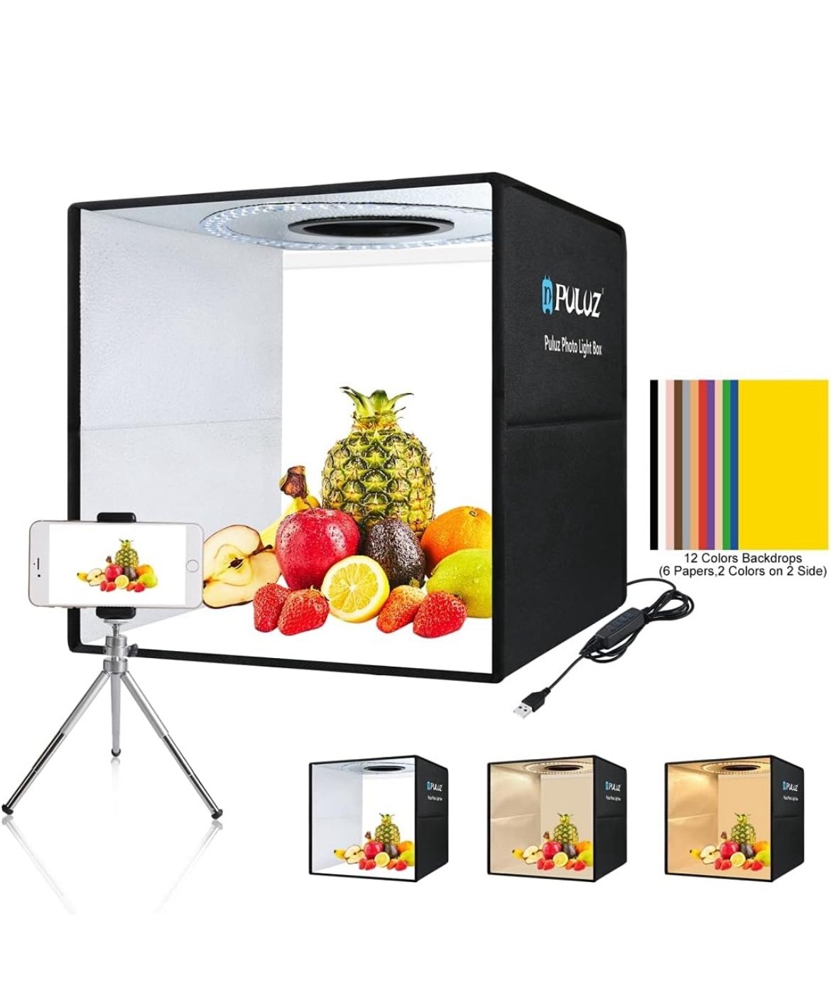 Photo Box 16 x 16 Quick Install Foldable Portable Studio Kit with Soft Light C