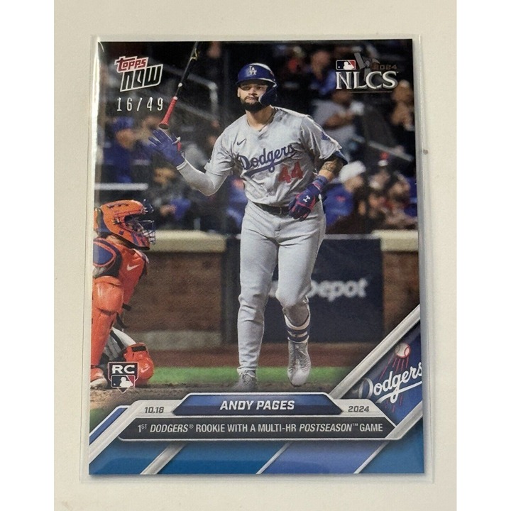 16/49* Andy Pages RC* 1st Dodgers Rookie W/Multi-HR Game 2024 MLB Topps NOW #850