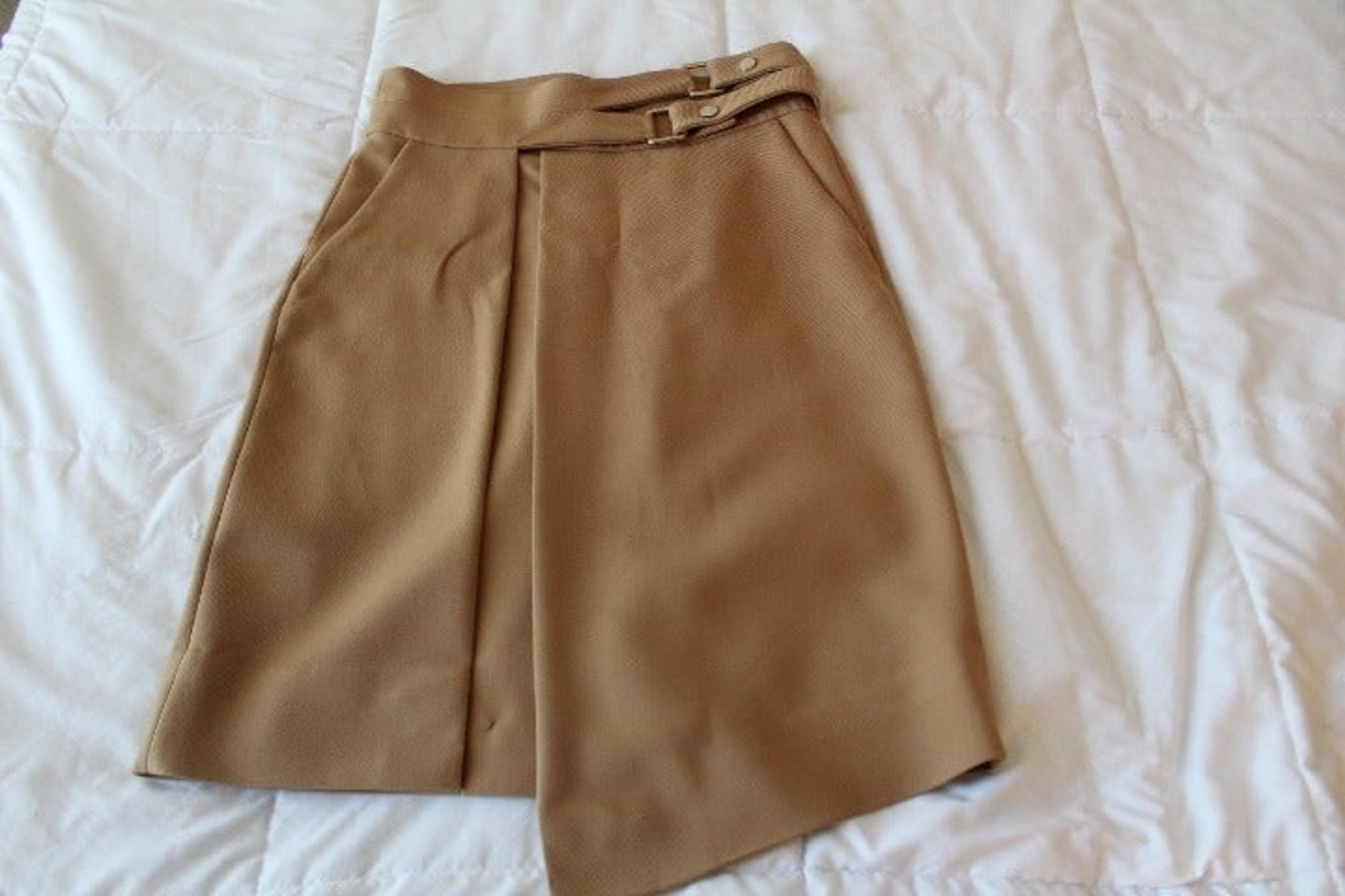 ZARA WOMAN TAN FASHION WRAP SKIRT CLASSY ASYMMETRIC SIZE M
