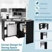 Triangle Writing Workstation Corner Computer Desk w/ Storage Shelf Black