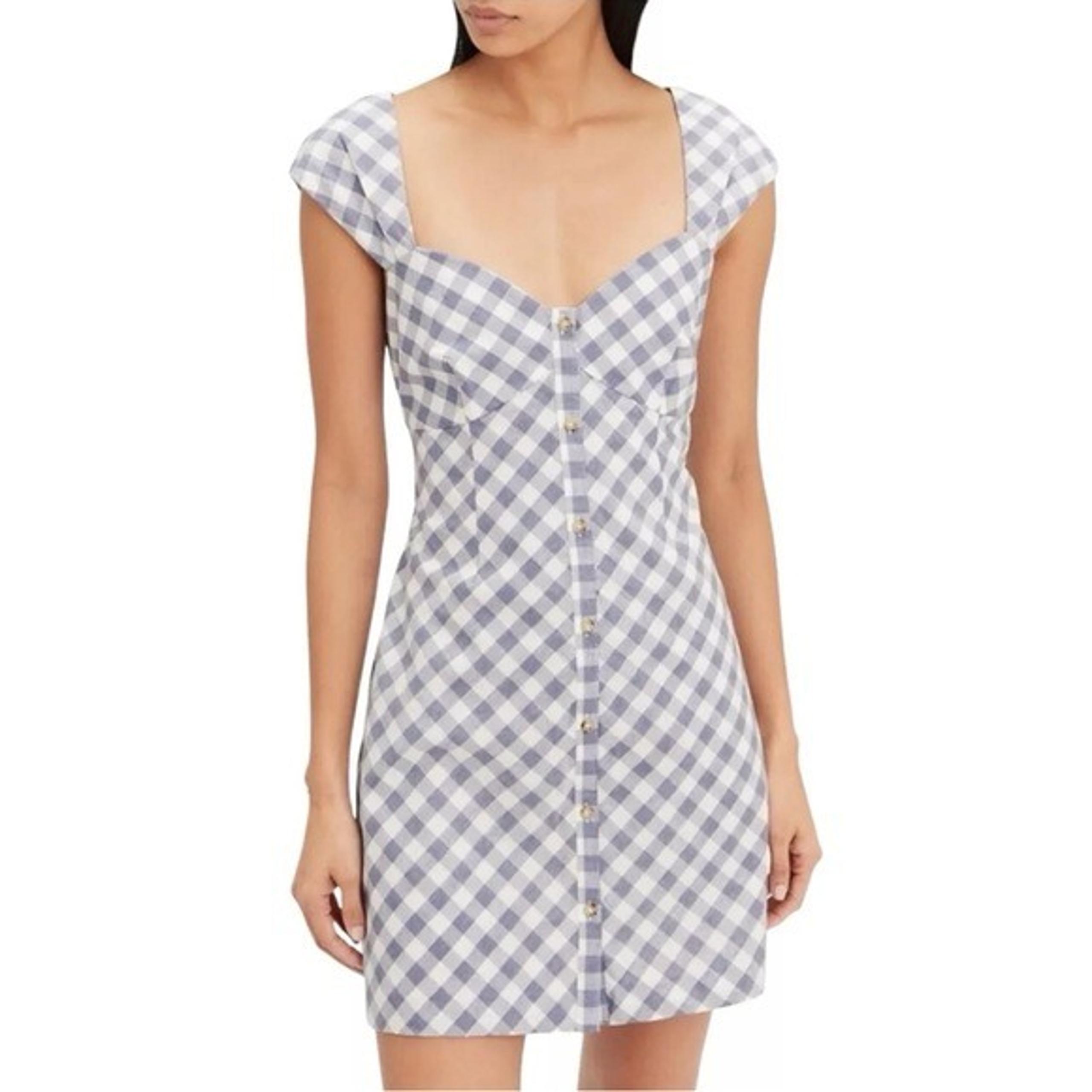 SAYLOR Hadleigh Purple White Gingham Check Short Sleeve Mini  Dress Size M