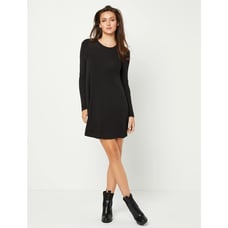 BCBG Paris Women's Black Crew Neck Long Sleeves Mini T-Shirt Dress Size Medium