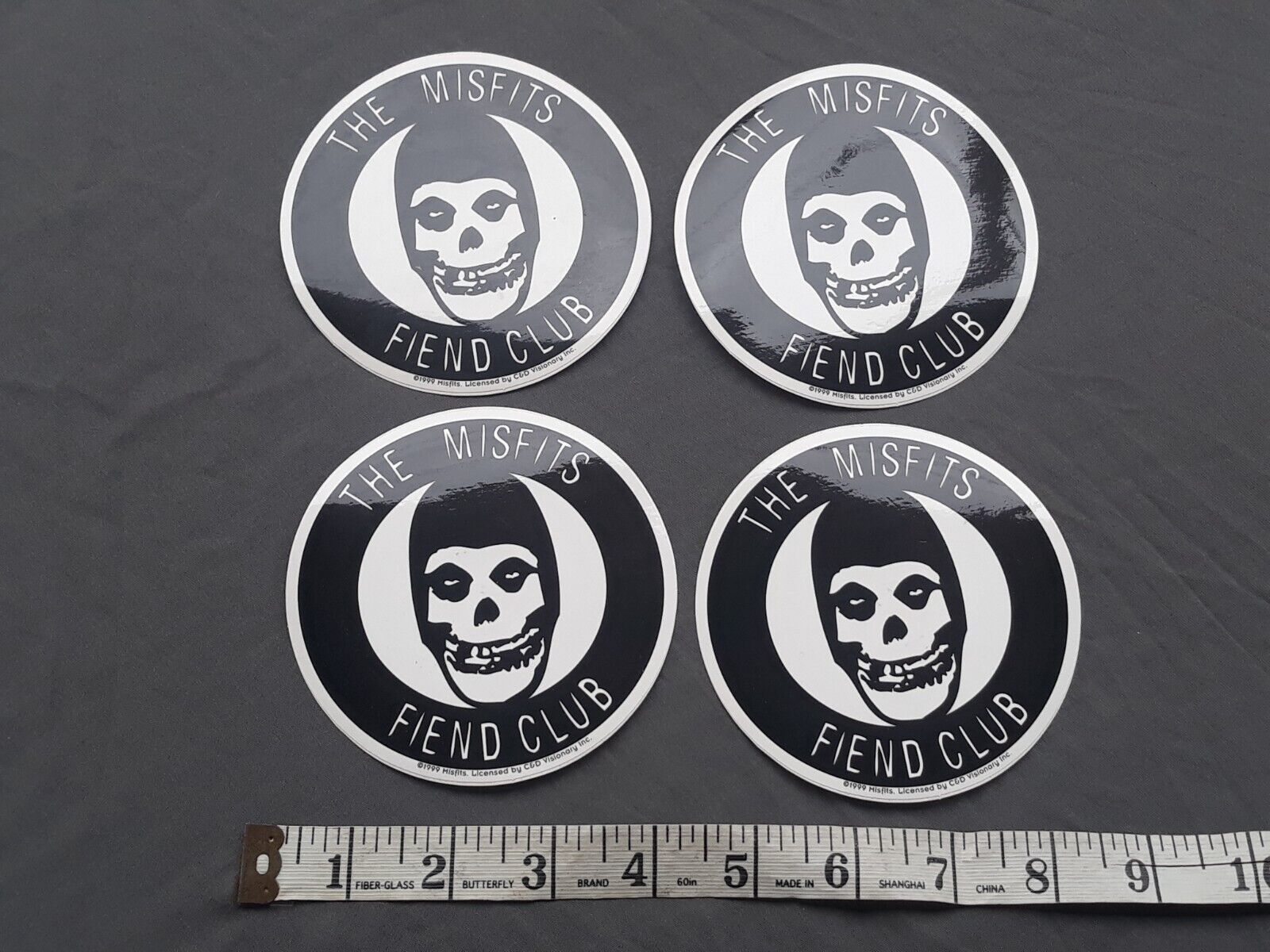 (4) Vintage THE MISFITS FIEND CLUB Sticker Lot. Rock Band Punk Skater Brand 1999