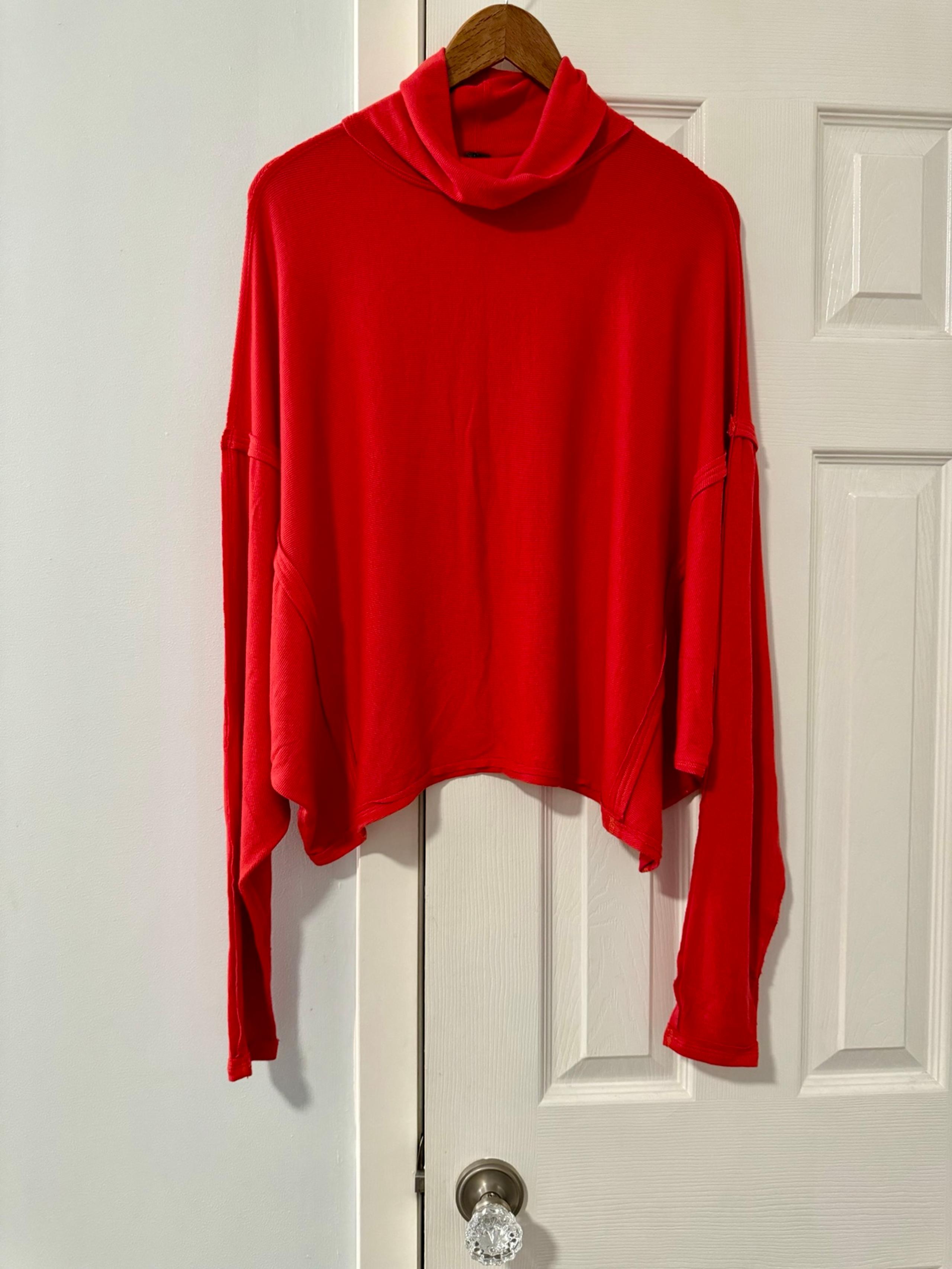 Free People We the Free Alameda Pullover Oversized Slouchy Dolman Red Top Sz XS