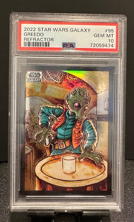 2022 TOPPS CHROME STAR WARS GALAXY 95 GREEDO REFRACTOR PSA 10 GEM MINT!!
