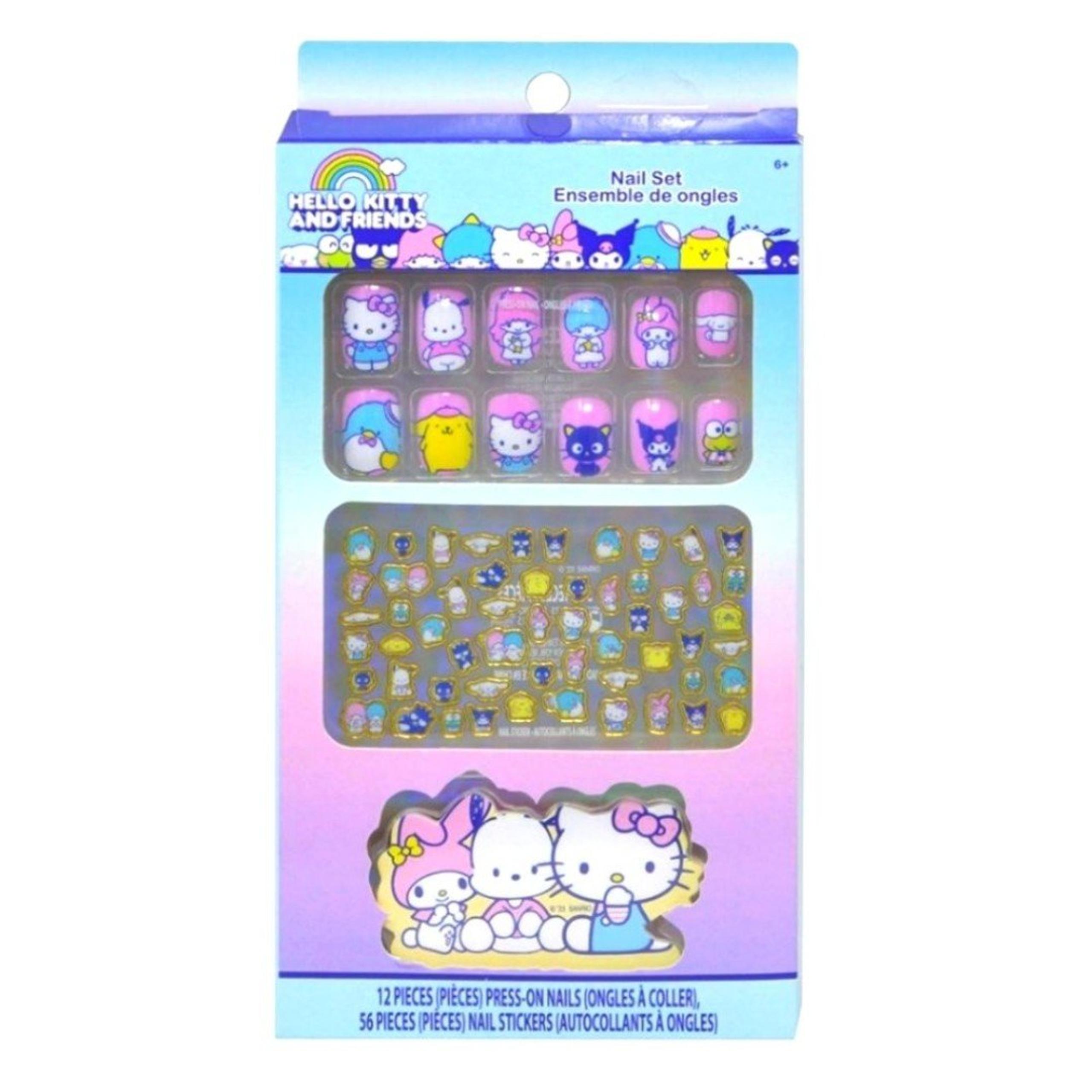 Hello kitty and friends girls nail set decal stickers press on nails for kids
