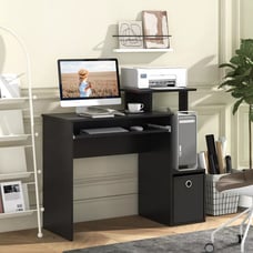 Home Office Computer Desk Space-saving Study Writing Desk with Keyboard Tray