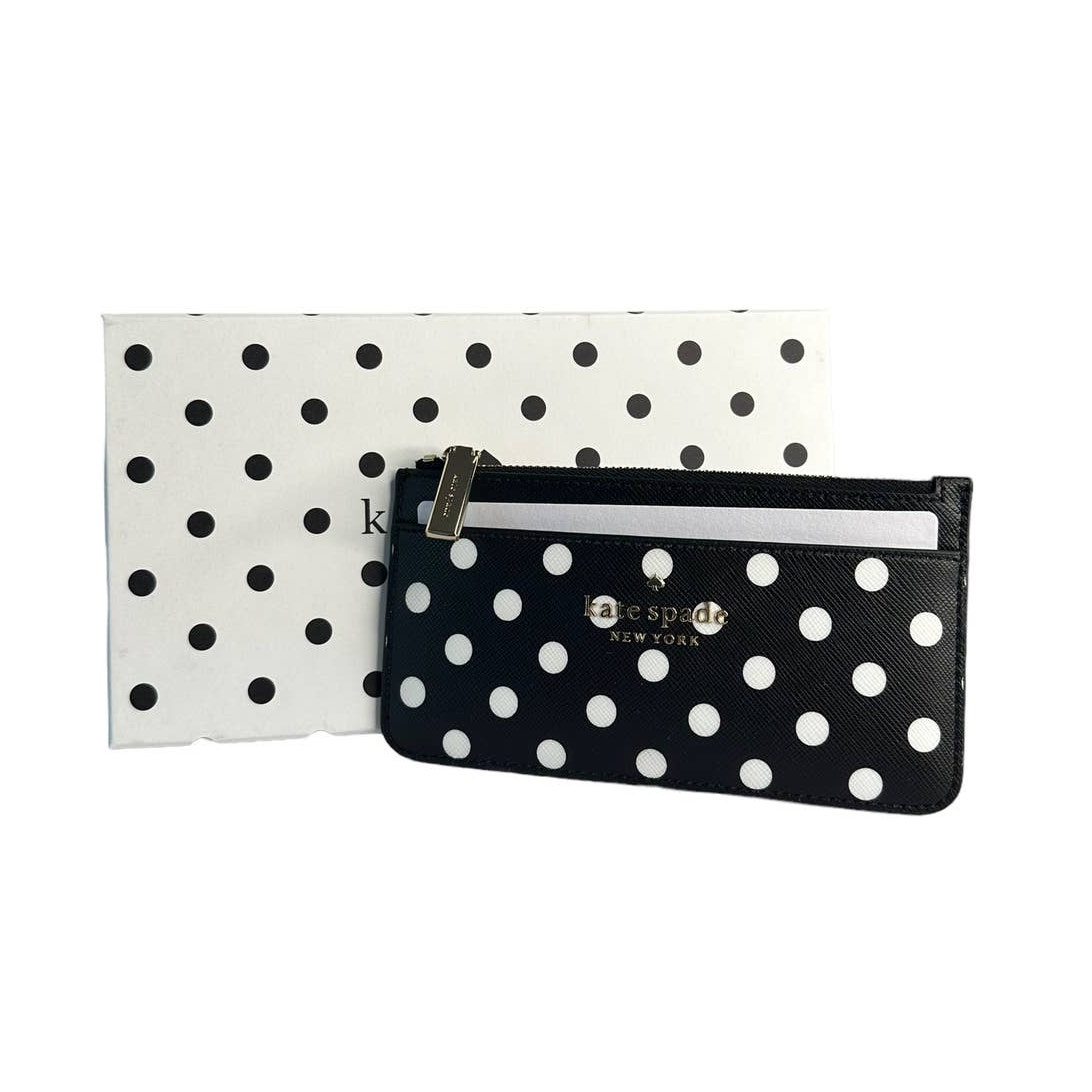 Kate Spade cheers charming dot printed boxed large slim card holder