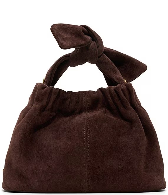 Ted Baker London Emily Suede Bow Clutch, Color Suede Dark Brown