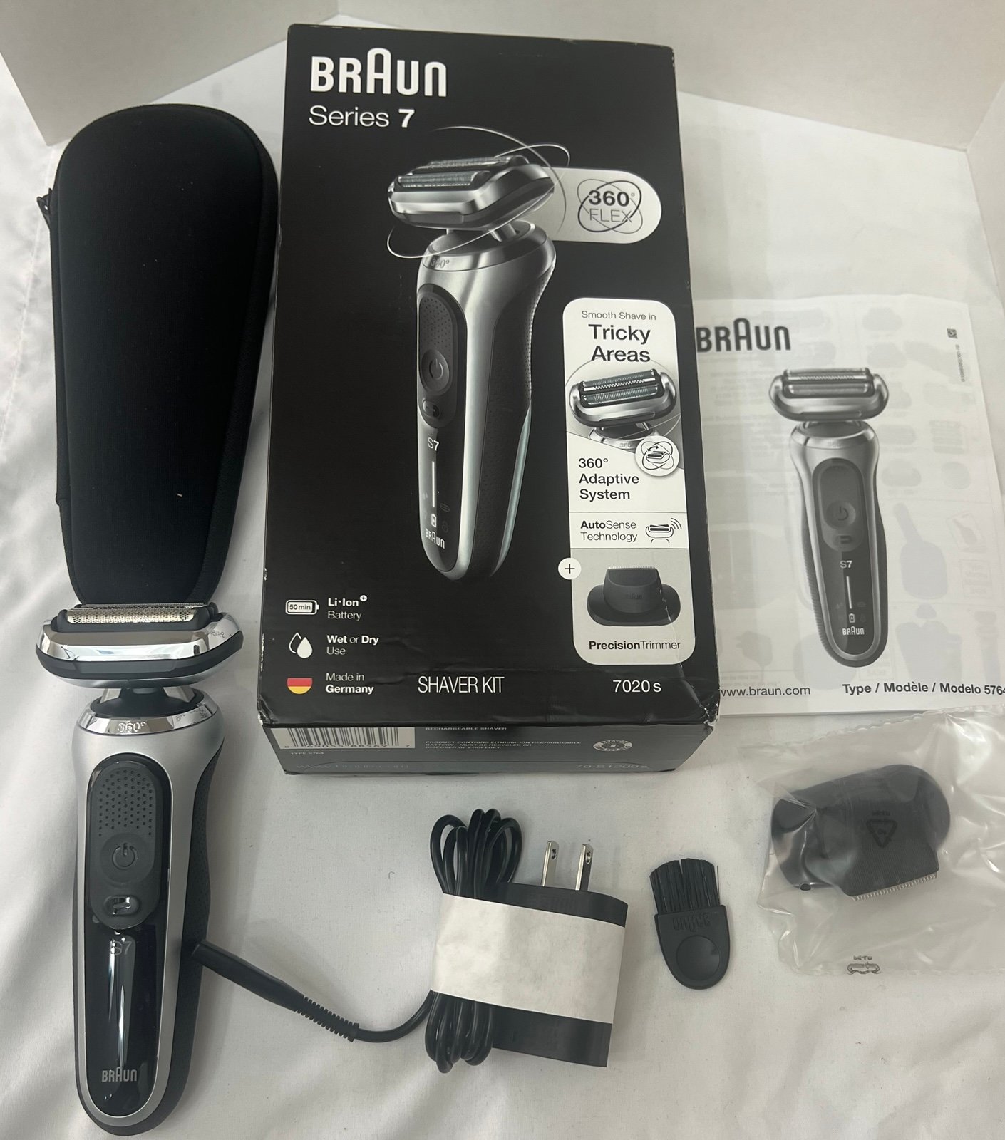 Braun Series 7 7020s Flex Electric Razor for Men with Precision Trimmer, Wet & D