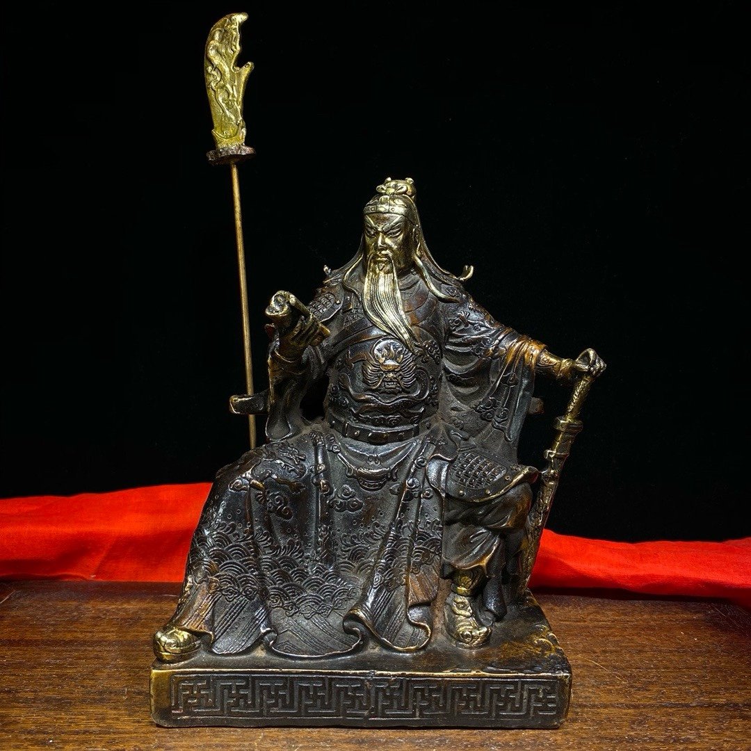 Pure copper gold-plated old copper craft Command Platform · Guan Gong ornament