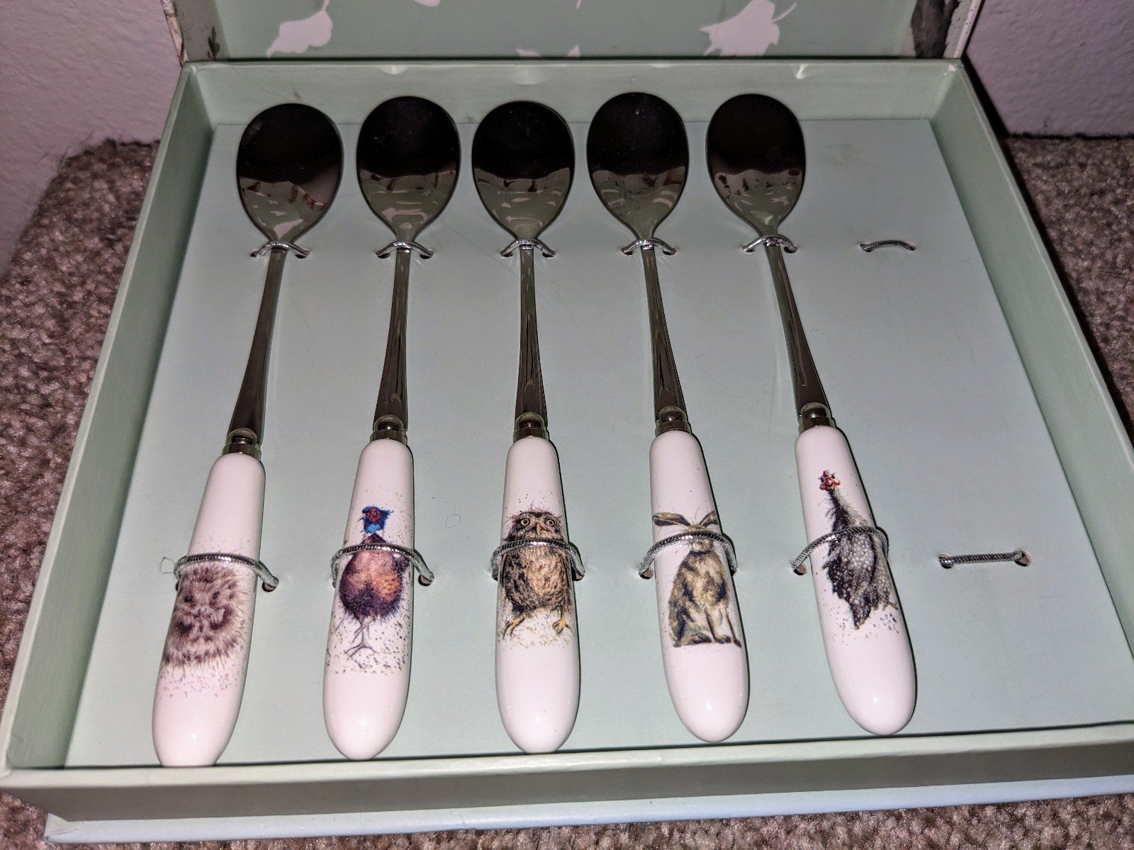 NEW Royal Worcester Wrendale Designs 5 Animal Tea Spoons Set