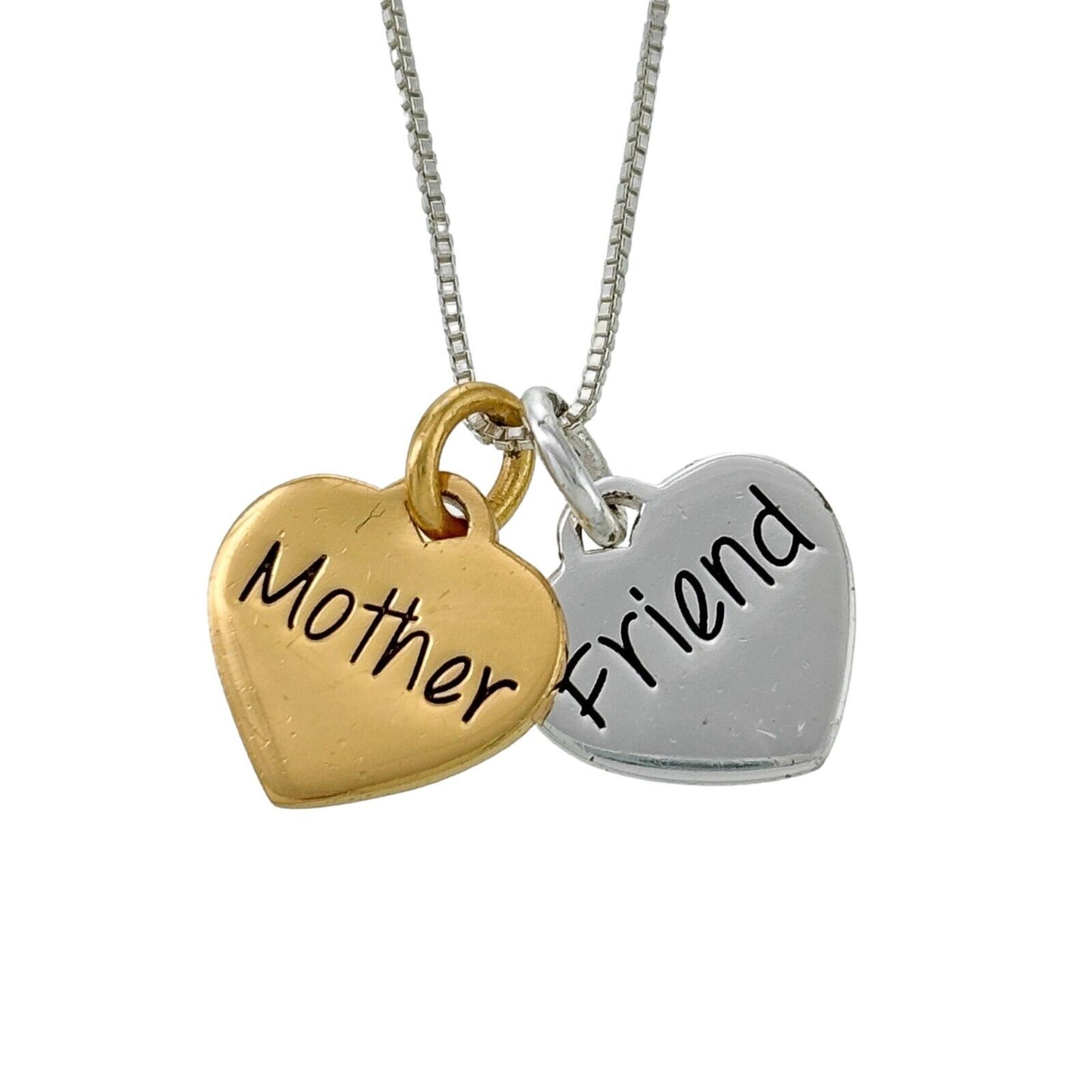 Footnotes Sterling Silver Gold Tone Mother Friend Heart Charm Necklace 18"