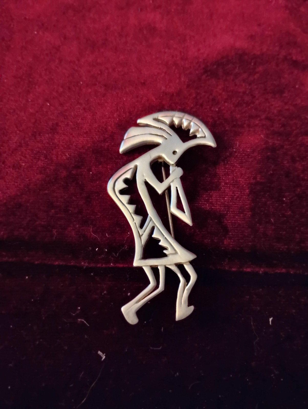 STERLING KOKOPELLI Brooch Pin-Vintage 925 Silver-Navajo GS Sandoval Singed