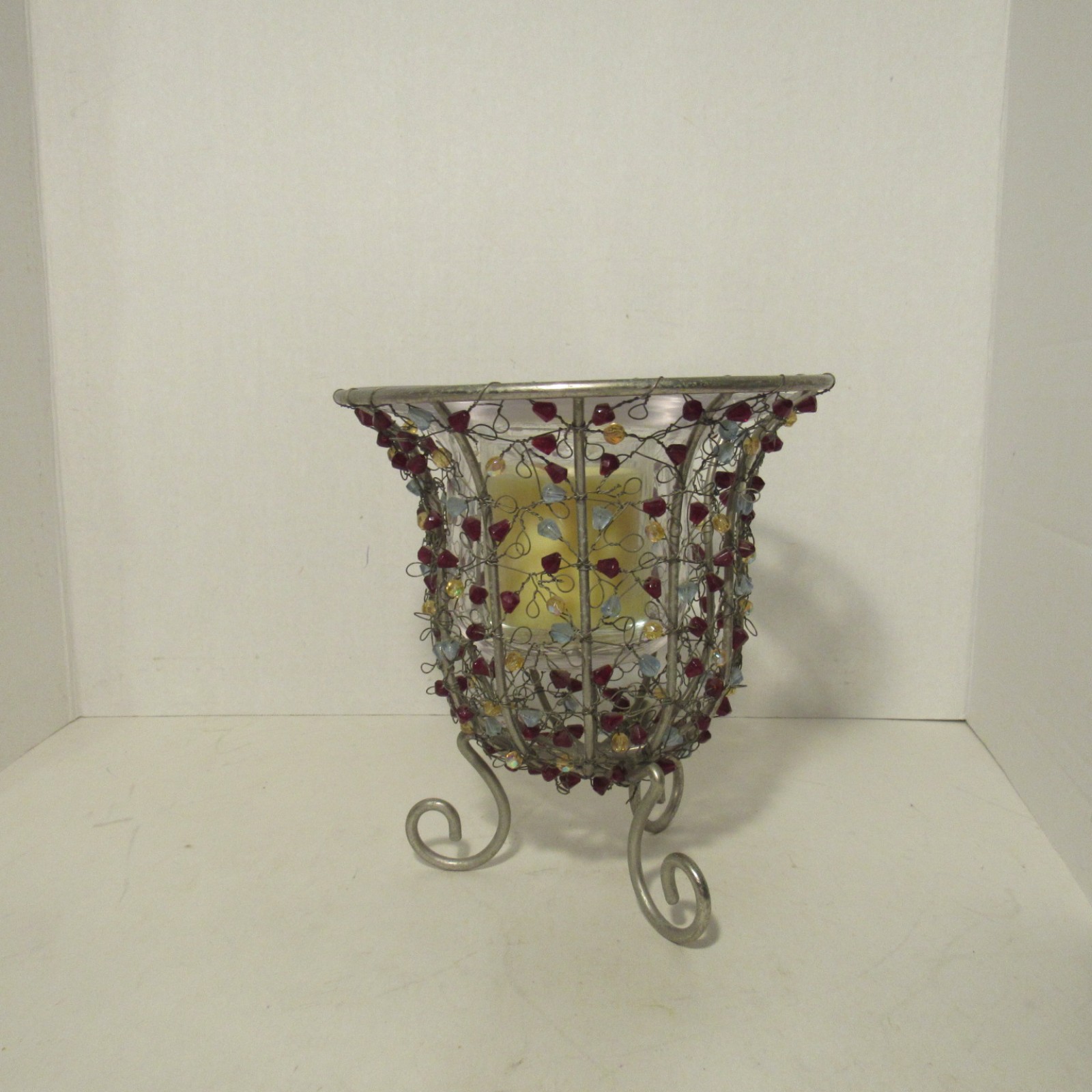 Bell Shape Candle Holder, Decorative Vase w/Metallic Vines of Embellished Stones