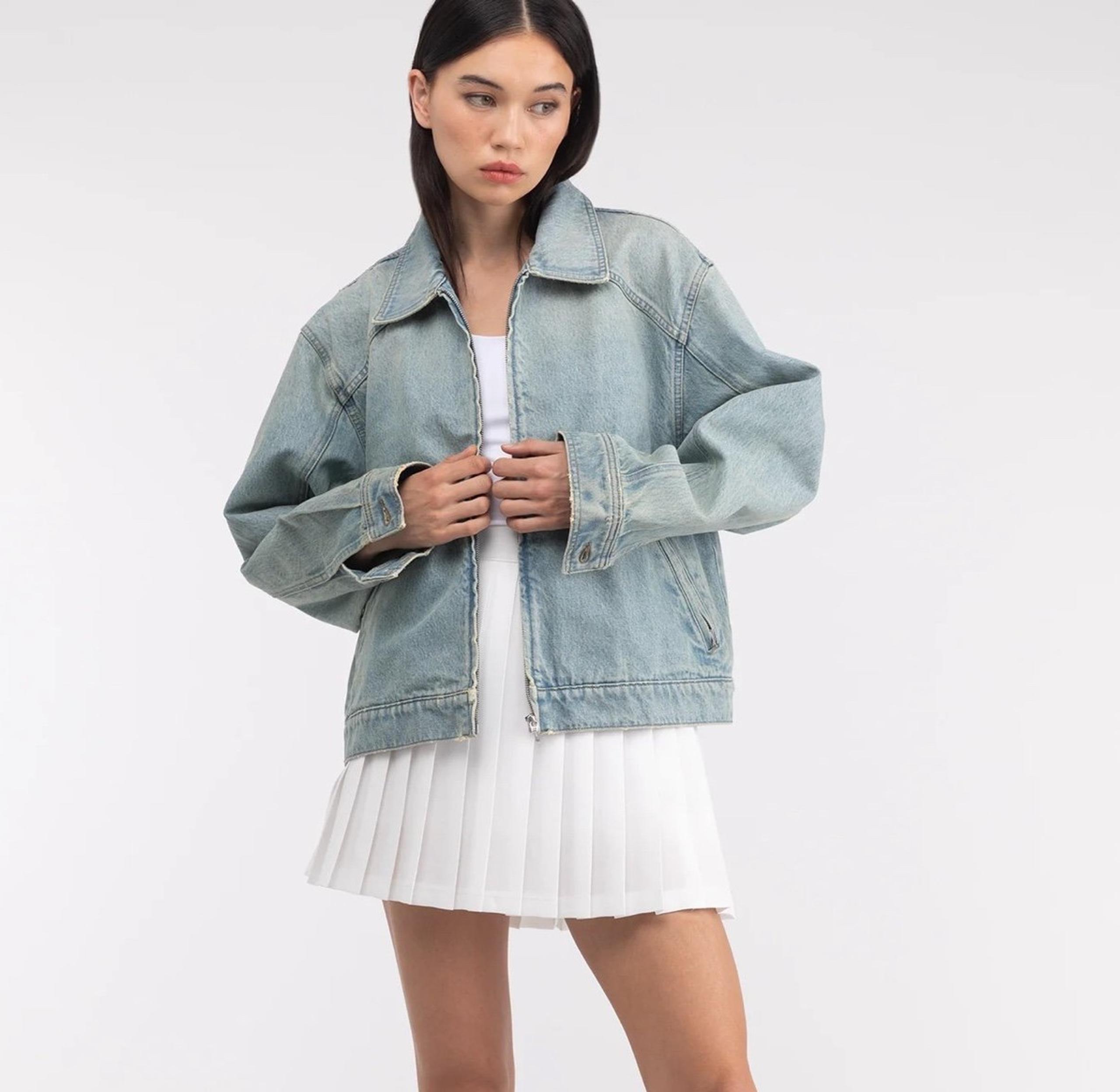 OAK + FORT DENIM BOMBER JACKET - XS
