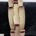 Signed vintage 1950s gold tone LISNER bracelet w/ red faux rubies 7” by 3/4”