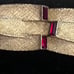 Signed vintage 1950s gold tone LISNER bracelet w/ red faux rubies 7” by 3/4”