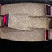 Signed vintage 1950s gold tone LISNER bracelet w/ red faux rubies 7” by 3/4”