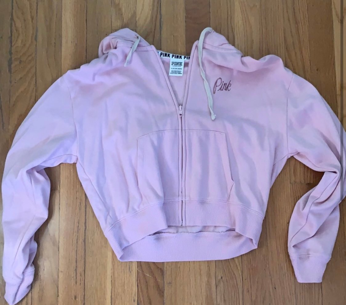 PINK victoria's secret full zip hoodie new bling logo on front and back