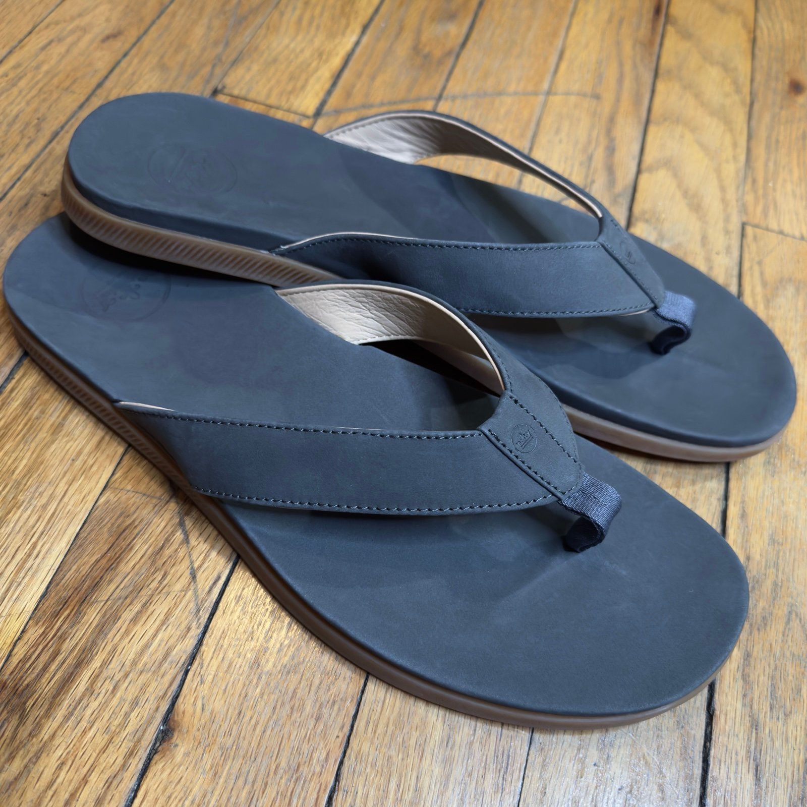 NWOT PETER MILLAR MENS HYPERLIGHT SLIDE NUBUCK OCEAN BLUE FLIP FLOPS SIZE 13