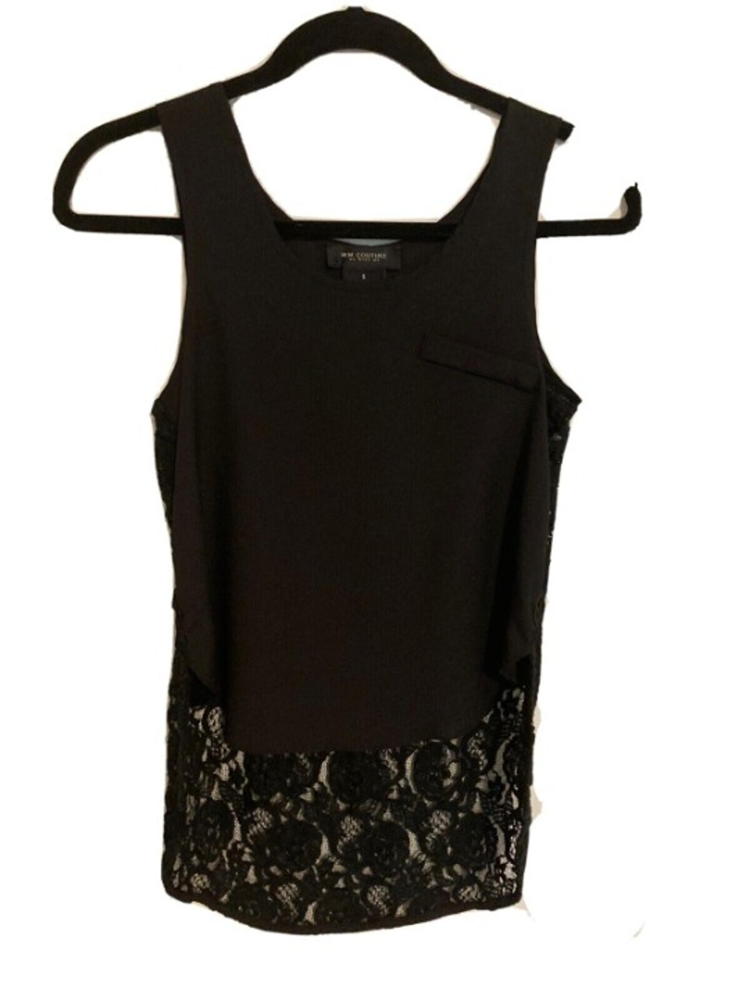 MM Couture by Miss Me Women's Small,  Black and Lace Sleeveless High Low Blouse
