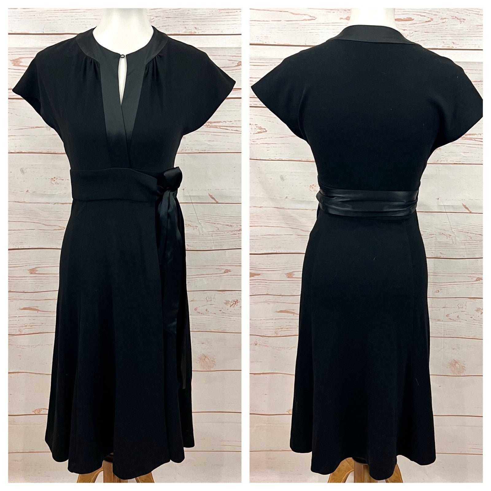Diane Von Furstenberg Wool Satin Svetlana Keyhole Wrap Dress